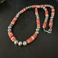 Navajo Pearls Red Spiny Oyster Necklace | 8mm Sterling Silver | Authentic Native American Handmade | 22" | 14850