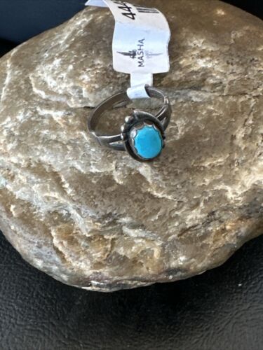 Native American Navajo Blue Turquoise Ring | Sterling Silver | Sz 5.5 | 4449