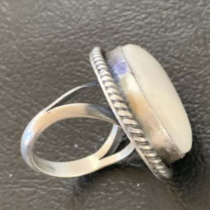 Navajo White Buffalo Turquoise Ring | Sterling Silver | Sz 5.5 | Authentic Native American Handmade | 11643