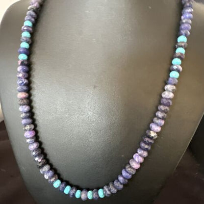 Navajo Faceted Purple Sugilite Turquoise Bead Necklace | Sterling Silver | 20" | 16453