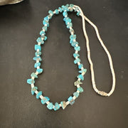 Navajo Kingman Turquoise Shell Necklace | Sterling Silver | 28" | Authentic Native American Handmade | 17401