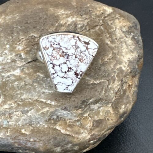 Men's Women's Wild Horse Turquoise Ring | Navajo Sterling Silver | Sz 7 | Authentic Native American Handmade | 17260