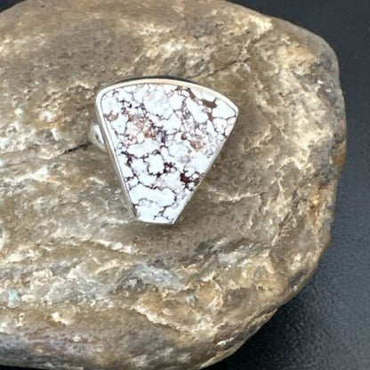 Men's Women's Wild Horse Turquoise Ring | Navajo Sterling Silver | Sz 7 | Authentic Native American Handmade | 17260