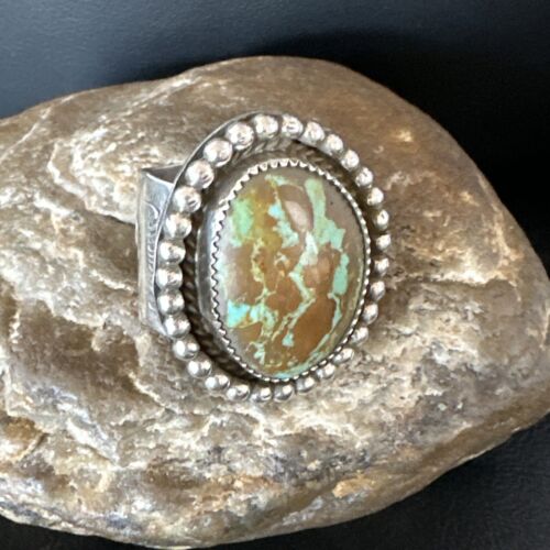 Navajo Blue #8 Turquoise Ring | Sterling Silver | Sz 10 | Authentic Native American Handmade | 15890 - Masha USA