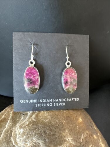 Purple Mojave Turquoise Dangle Earrings | Sterling Silver | Authentic Native American Handmade | 15787