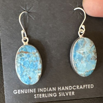 Southwestern Blue Denim Lapis Dangle Earrings | Sterling Silver | 1" | 15797