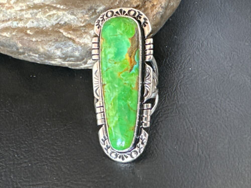 Women's Green Sonoran Turquoise Ring | Navajo Sterling Silver | Sz 9.5 | 16396