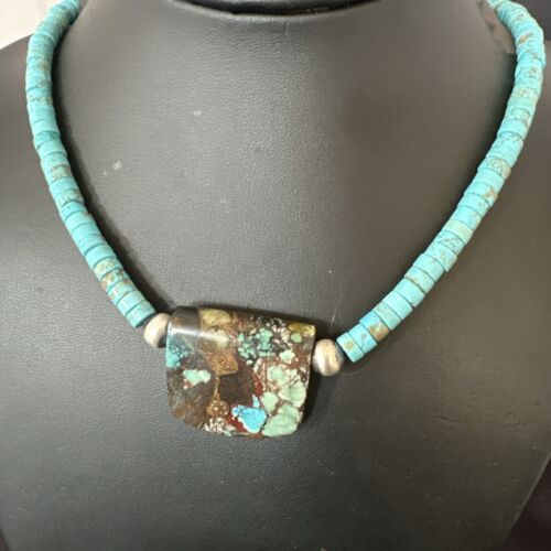 Navajo SpiderWeb Turquoise Heishi Pearls Necklace | Sterling Silver | 20" | 16912