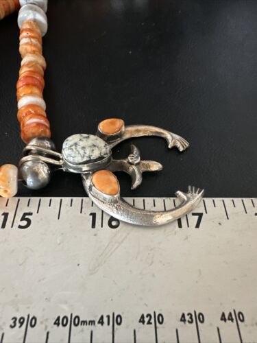 Navajo White Buffalo Turquoise Spiny Naja Pendant Necklace | Sterling Silver | 23" | 14929