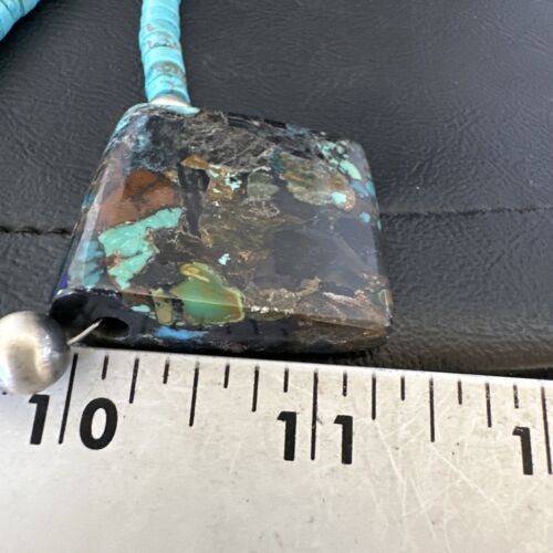 Navajo SpiderWeb Turquoise Heishi Pearls Necklace | Sterling Silver | 20" | Authentic Native American Handmade | 17092 - Masha USA