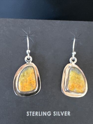 Navajo Bumblebee Jasper Earrings | Sterling Silver | Authentic Native American Handmade | 15831