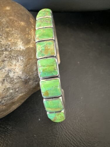 Navajo Green Mojave Turquoise Cuff Bracelet | Sterling Silver | Authentic Native American Handmade | 16900