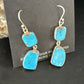 Navajo Blue Kingman Turquoise Dangle Earrings | Sterling Silver | Authentic Native American Handmade | 15111