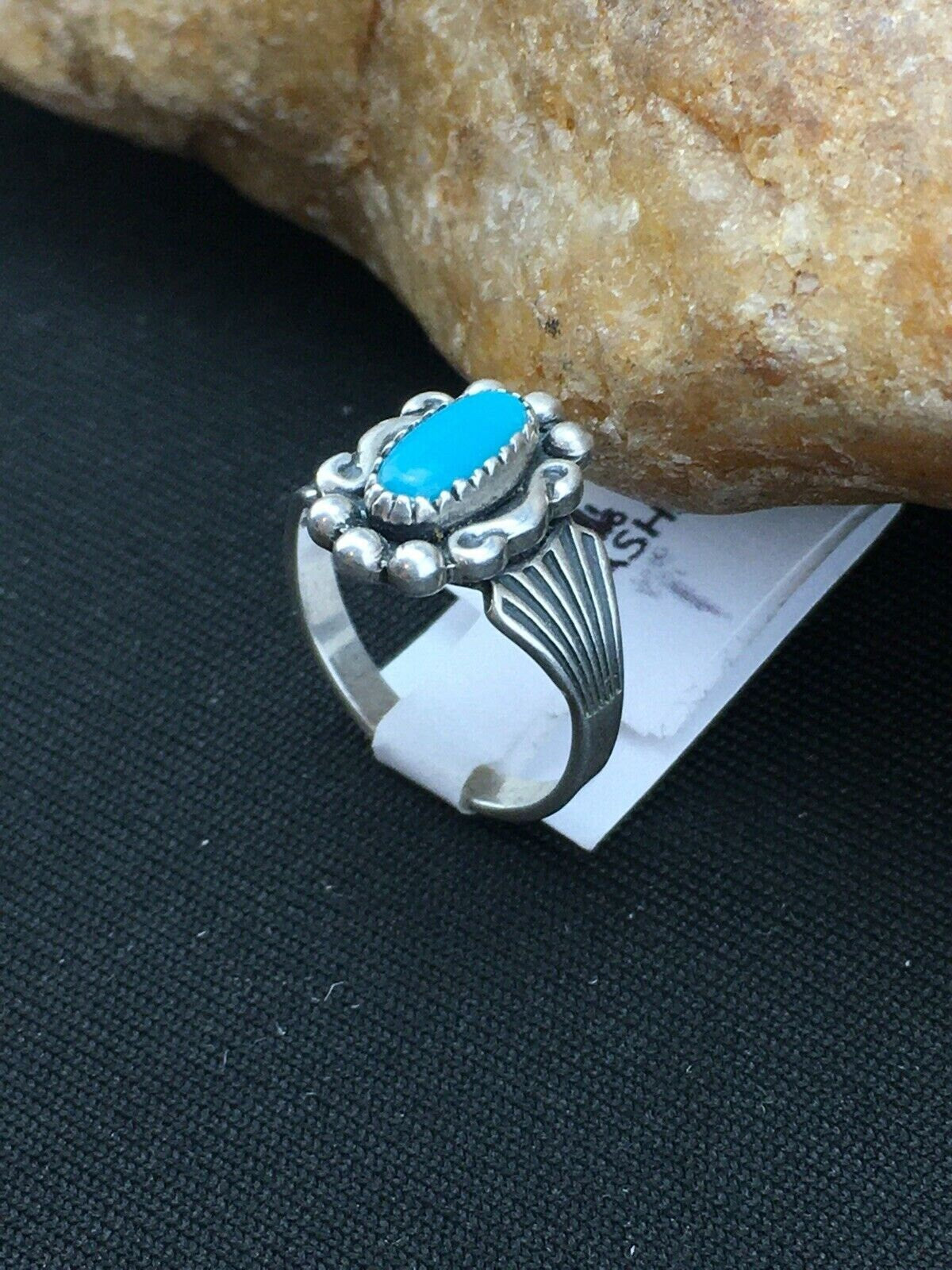 Native American Navajo Blue Turquoise Ring | Sterling Silver | Sz 4.5 | 4448