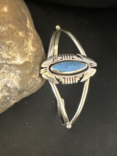 Navajo Denim Lapis Blue Cuff Bracelet | Sterling Silver | Authentic Native American Handmade | 15350
