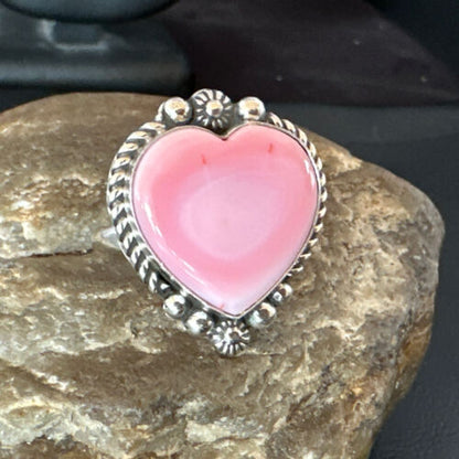 Navajo Pink Conch Heart Ring | Handmade | Sz 10 | Authentic Native American | 16042