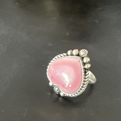 Navajo Pink Conch Heart Ring | Handmade | Sz 10 | Authentic Native American | 16042