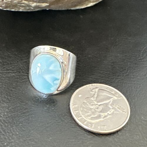 Navajo Blue Larimar Ring | Sterling Silver | Sz 9 | Authentic Native American Handmade | 16600