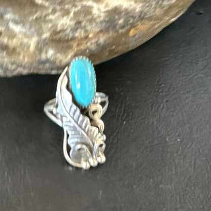 Navajo Blue Turquoise Ring | Sterling Silver | Sz 7 | Authentic Native American Handmade | 15403