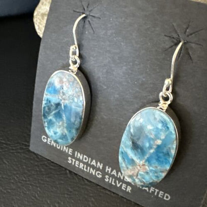 Blue Denim Lapis Dangle Earrings | Sterling Silver | 1" | 15790