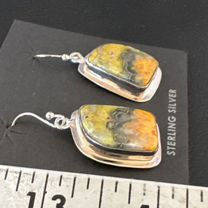 Navajo Bumblebee Jasper Earrings | Sterling Silver | Authentic Native American Handmade | 15811