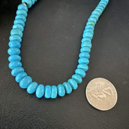 Navajo Blue Turquoise Necklace | Sterling Silver Pearls | 19" | Authentic Native American Handmade | 16953