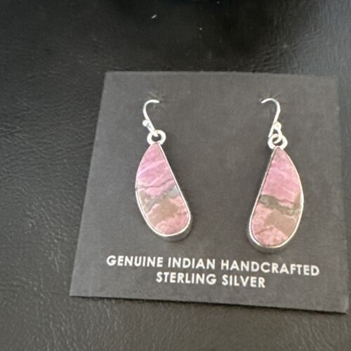 Purple Mojave Turquoise Dangle Earrings | Sterling Silver | Authentic Native American Handmade | 15783