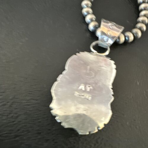 Navajo Pearls Black Onyx Necklace | Sterling Silver | Authentic Native American Handmade | 16133