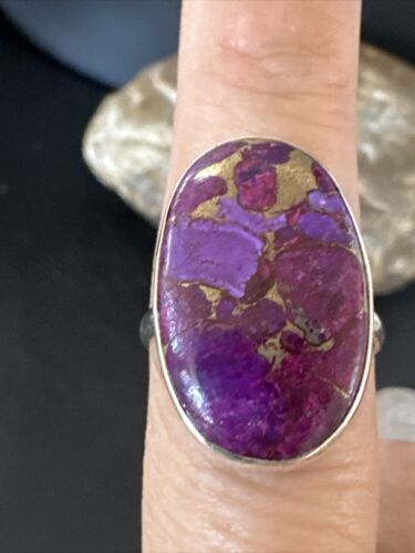 Southwestern Navajo Purple Mojave Turquoise Ring | Sterling Silver | Sz 8 | 15603