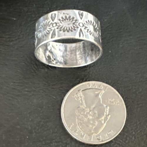 Navajo Stamped Sterling Silver Thumb Ring | Sz 14 | Authentic Native American Handmade | 15128