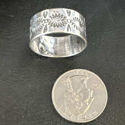 Navajo Stamped Sterling Silver Thumb Ring | Sz 14 | Authentic Native American Handmade | 15128