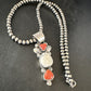 Navajo White Buffalo Coral Necklace | Sterling Silver | Native American Handmade | 15450