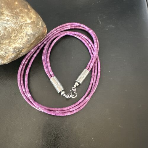 Sugilite Heishi Bead Necklace | 3 Strand | Stabilized Sterling Silver | Authentic Native American Handmade | 15999