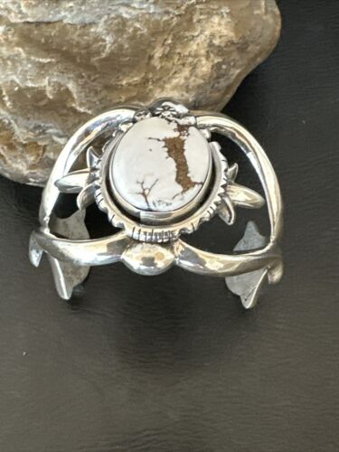 Navajo Wild Horse Turquoise Cuff Bracelet | Sterling Silver | Authentic Native American Handmade | 17218 - Masha USA