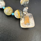 Bumblebee Jasper Pendant | Turquoise Bead | Navajo Sterling Silver Necklace 21" | 15910