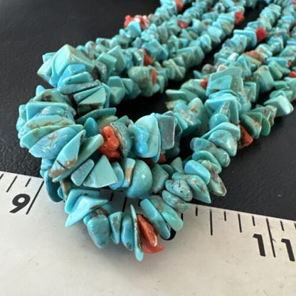 Navajo Blue Turquoise & Spiny Shell Heishi Necklace | Sterling Silver | 30" | Authentic Native American Handmade | 16072