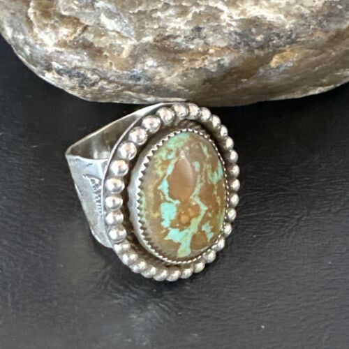 Navajo Blue #8 Turquoise Ring | Sterling Silver | Sz 10 | Authentic Native American Handmade | 15890 - Masha USA