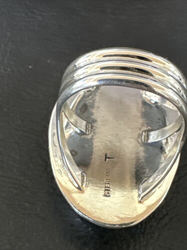 White Buffalo Turquoise Navajo Ring | Sterling Silver | Sz 9 | Authentic Native American Handmade | 16388