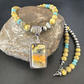 Men's BumbleBee Jasper Pendant Necklace | Navajo Pearls | Sterling Silver | Authentic Native American Handmade | 16874