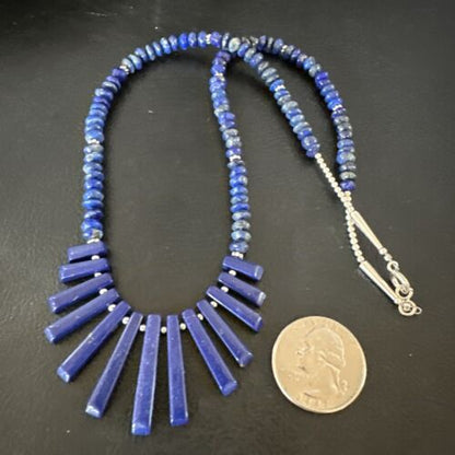 Men's Navajo Blue Lapis Necklace | Sterling Silver | 18" | Authentic Native American Handmade | 15771