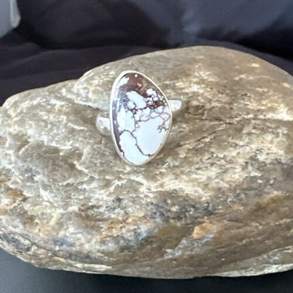 Men's & Women's Wild Horse Turquoise Ring | Navajo Sterling Silver | Sz 7 | Authentic Native American Handmade | 17287