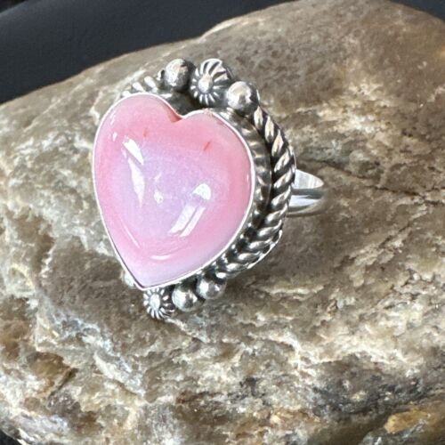 Navajo Pink Conch Heart Ring | Handmade | Sz 10 | Authentic Native American | 16042