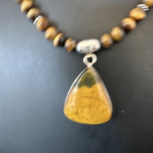 Southwestern Coffee Brown Tiger's Eye Pendant Necklace | Sterling Silver | 15866