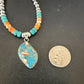 Navajo Spiny Turquoise Pendant Necklace | Sterling Silver | 22" | Authentic Native American Handmade | 17415