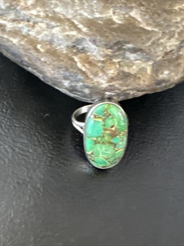 Navajo Green Mojave Turquoise Ring | Sterling Silver | Sz 7 | Authentic Native American Handmade | 15594