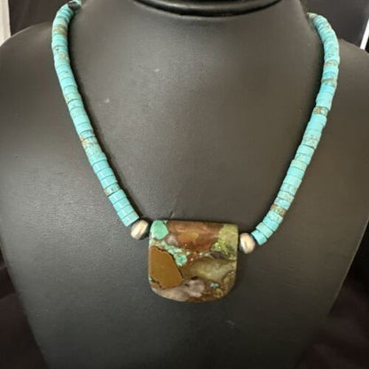 Navajo SpiderWeb Turquoise Heishi Pearls Necklace | Sterling Silver | 20" | 17088
