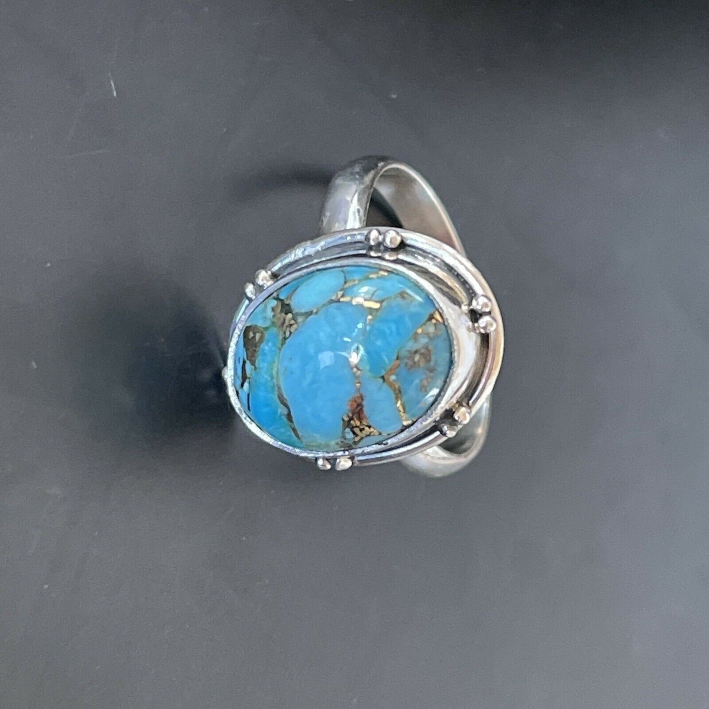 Navajo Blue Turquoise Ring | Sterling Silver | Sz 7 | Authentic Native American Handmade | 11417