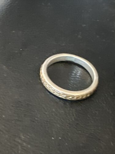 Navajo Stamped Men's Wedding Band | 14K Gold Sterling Silver Ring | Sz 12 | Authentic Native American Handmade | 15464