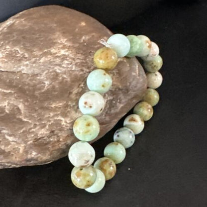 Women's Green Turquoise Stretch Bracelet | 10mm Stone | 7" | 15242