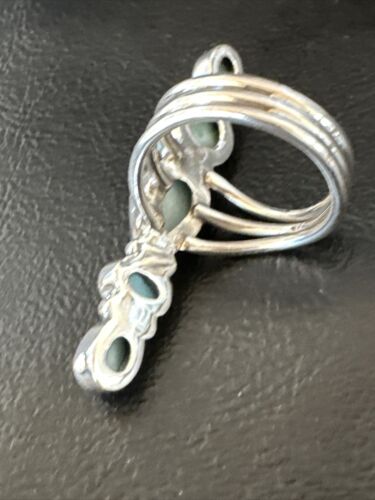 Navajo Women's Cluster Blue Larimar Ring | Authentic Native American Sterling Silver | Multi-Stone | Sz 8 | 16158